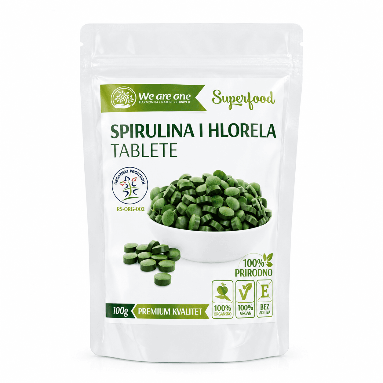 Spirulina i hlorela tablete 100g We are one