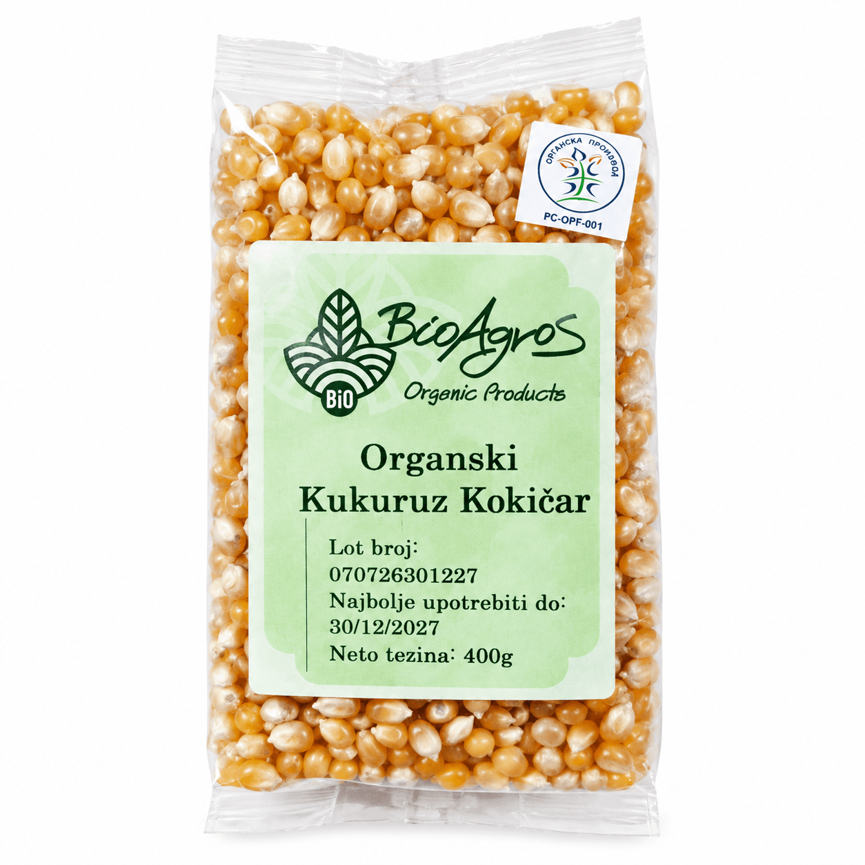 Kukuruz kokičar organski 400g Bio Agros