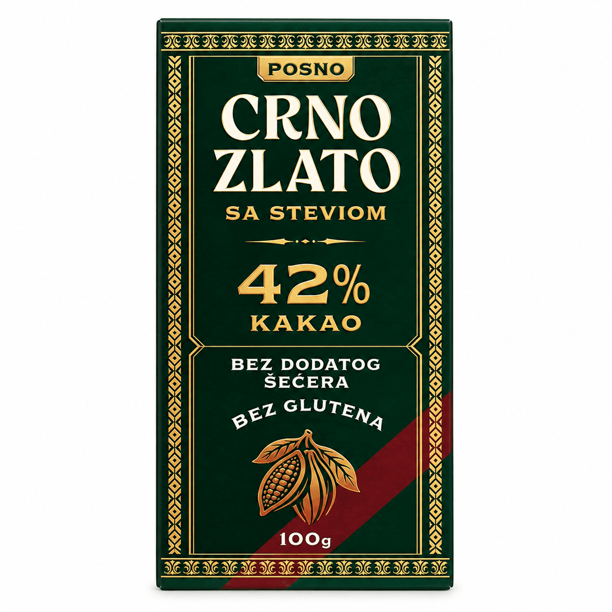 Crno Zlato čokoada sa stevijom 42% kakao