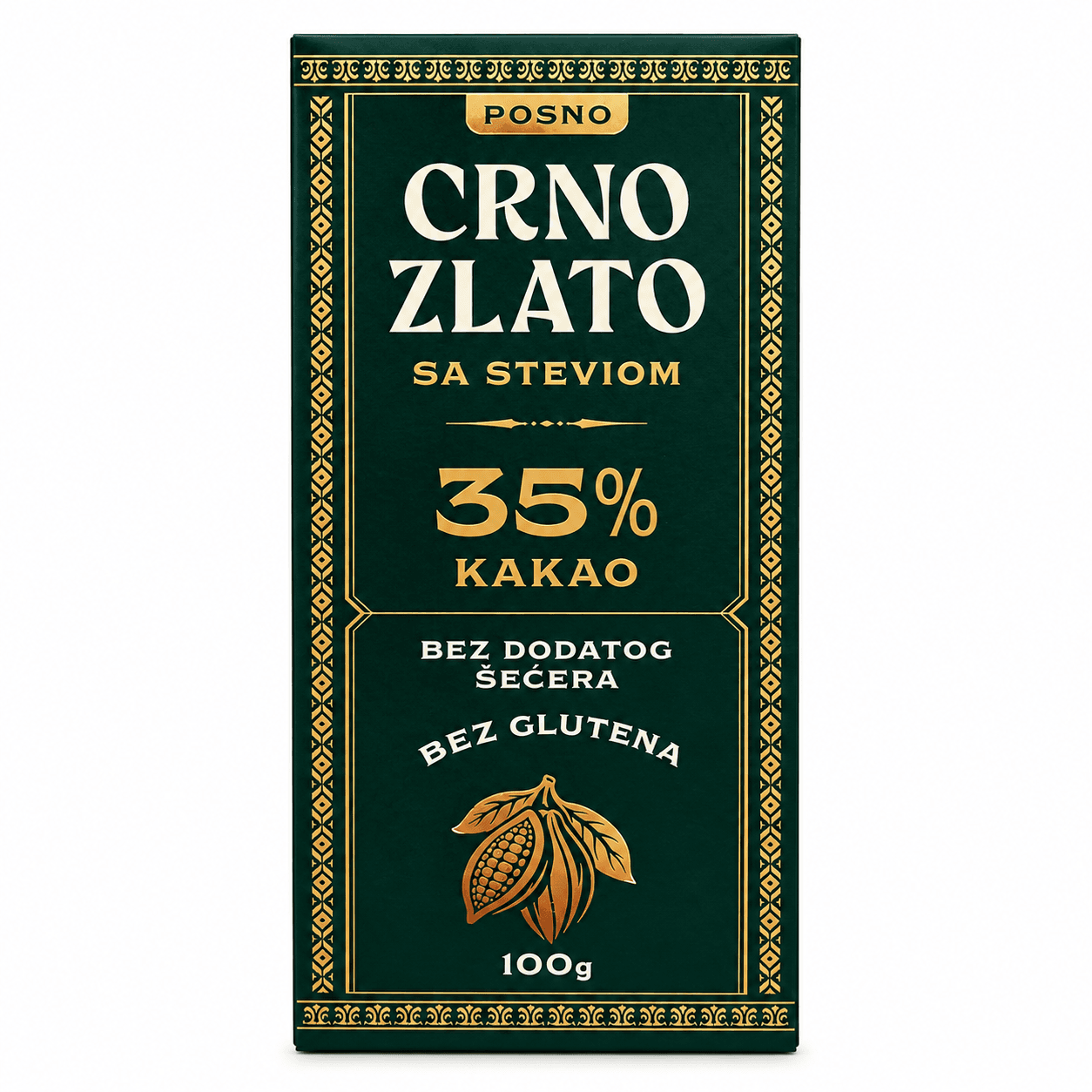 Crno Zlato čokolada sa stevijom 35% kakao 100g
