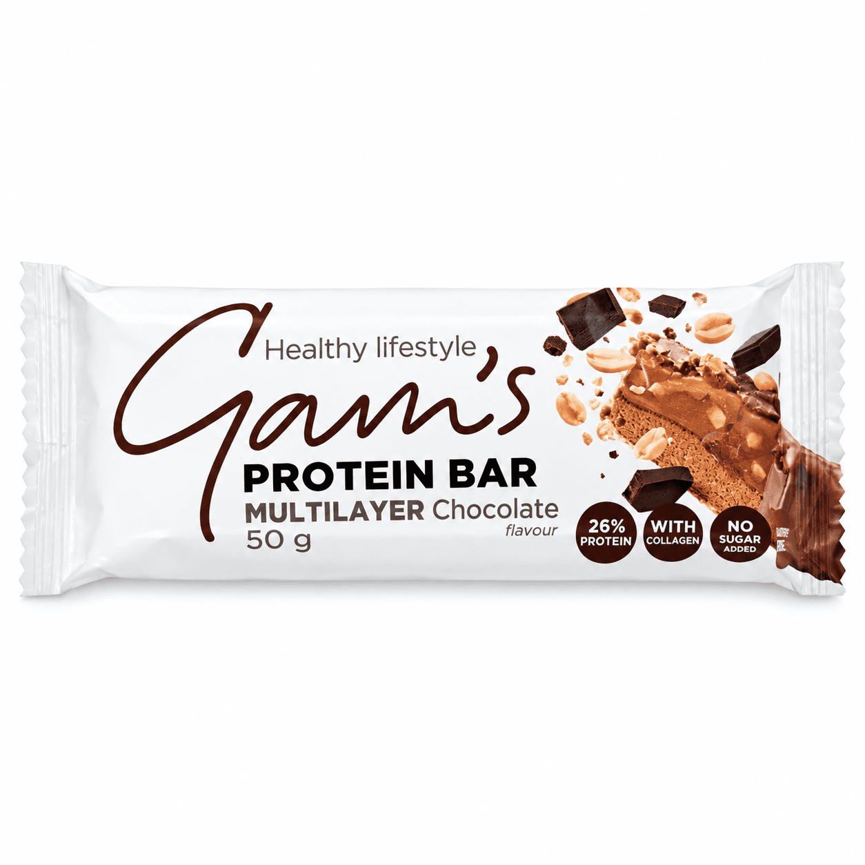 Proteinski bar - Višeslojna čokolada sa 26% proteina 50g Gam's