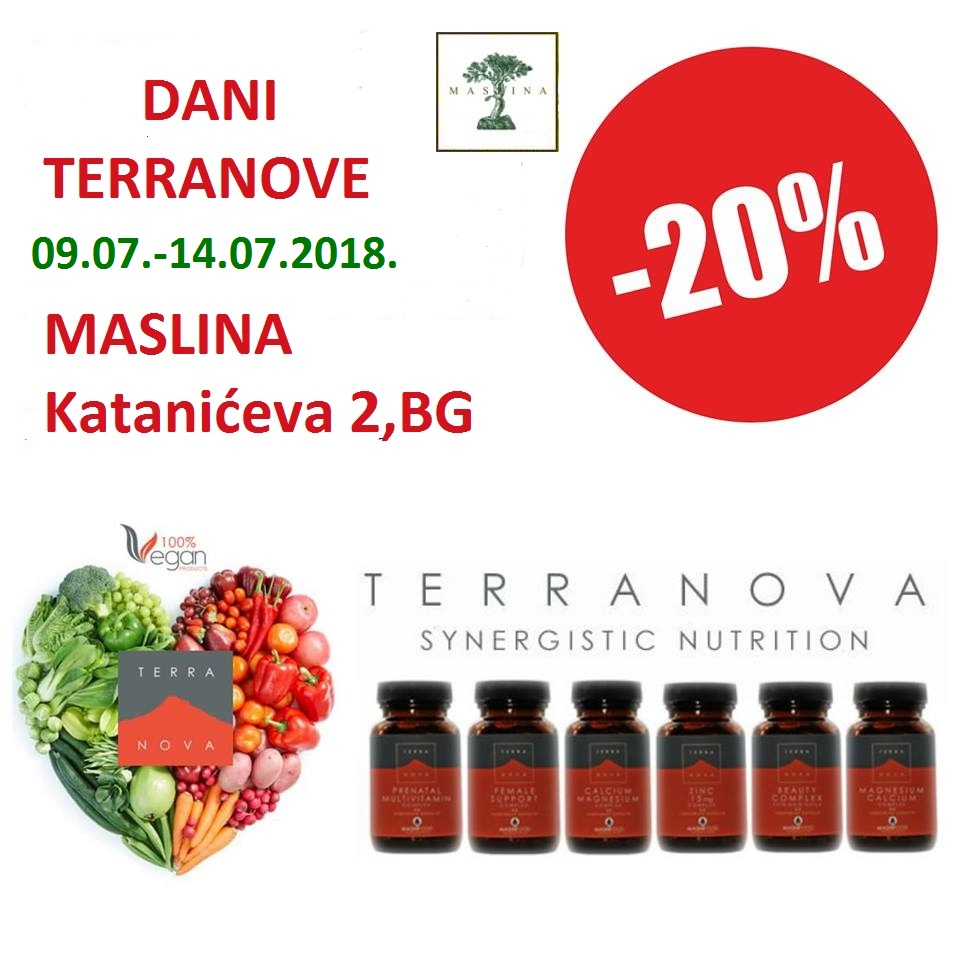 PROMOCIJA I POPUST 20% NA TERRANOVA ORGANSKE SUPLEMENTE