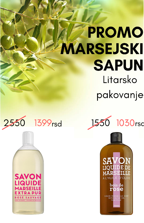 PROMO MARSEJSKI SAPUNI OD LITRA PO SNIŽENOJ CENI