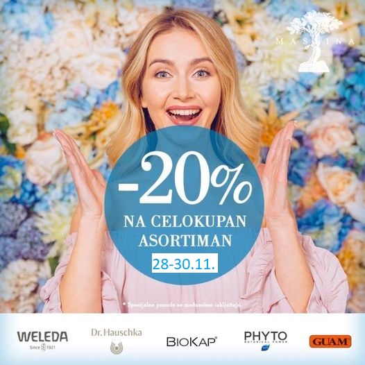 CRNI PETAK -20% POPUSTA NA CEO ASORTIMAN DR.HAUSCHKA, BIOKAP, WELEDA PHYTO I GUAM