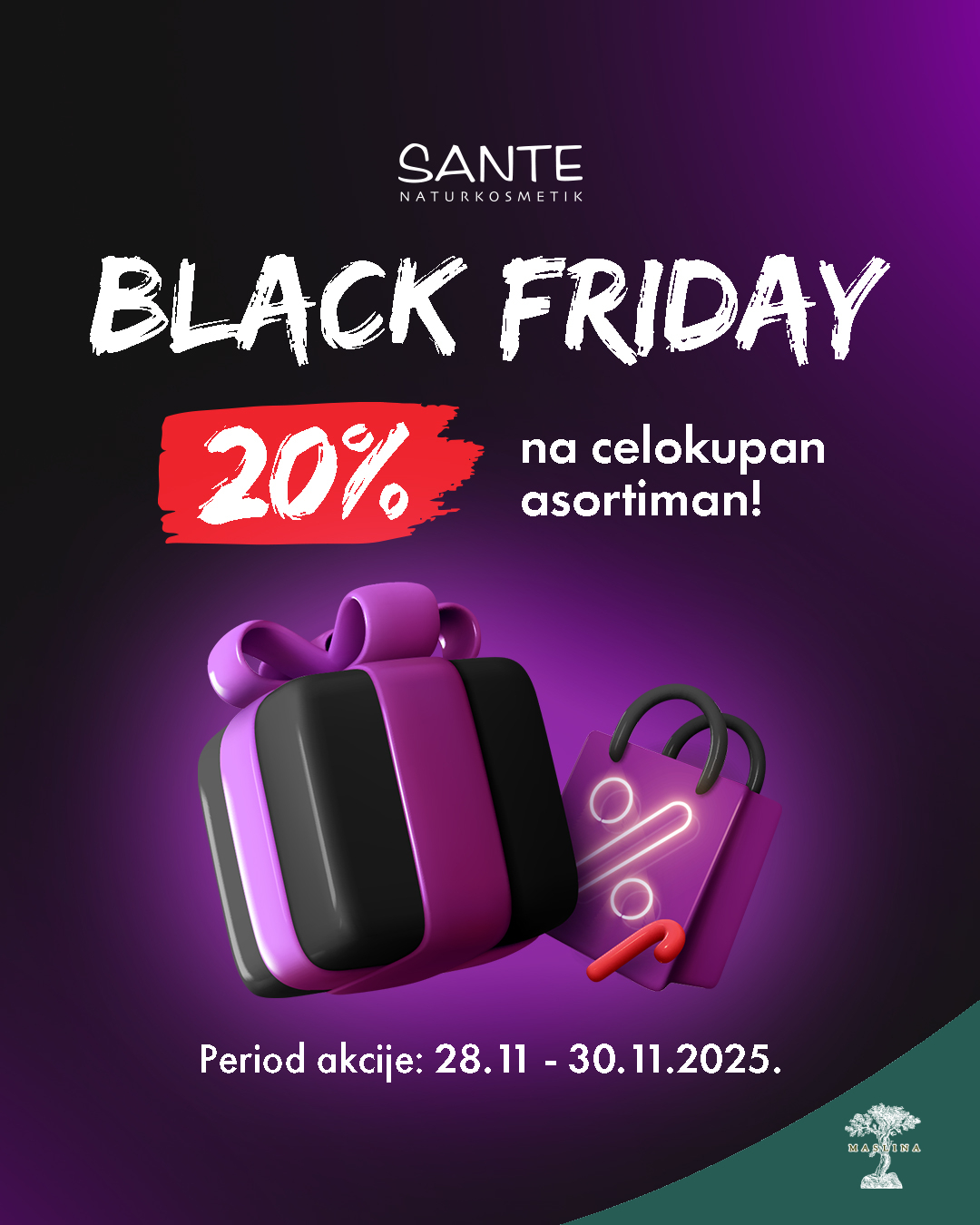 SANTE CRNI PETAK AKCIJA -20% POPUSTA NA CEO ASORTIMAN