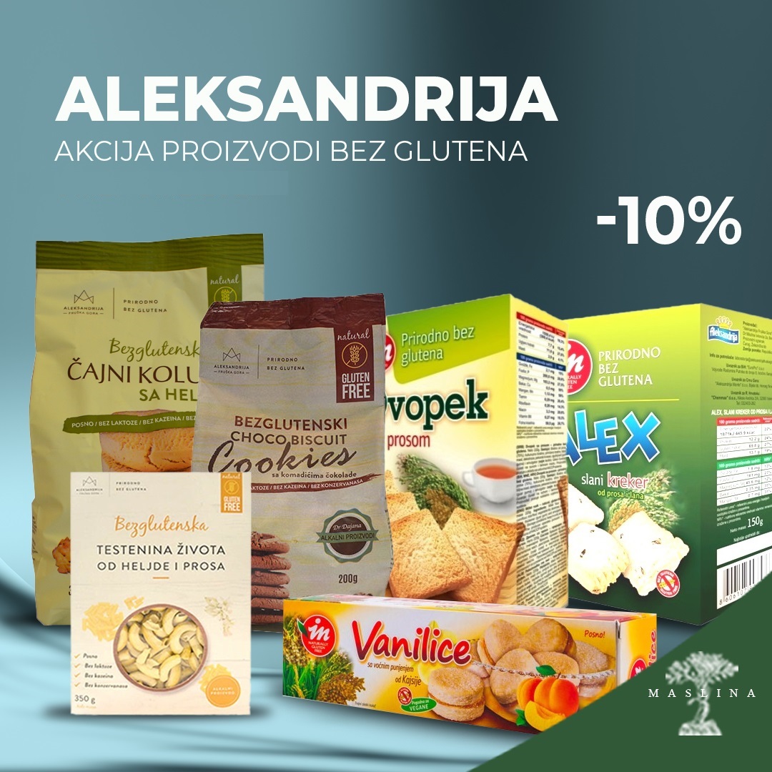 ALEKSANDRIJA - PROIZVODI  BEZ GLUTENA POPUST 10% NA CEO ASORTIMAN