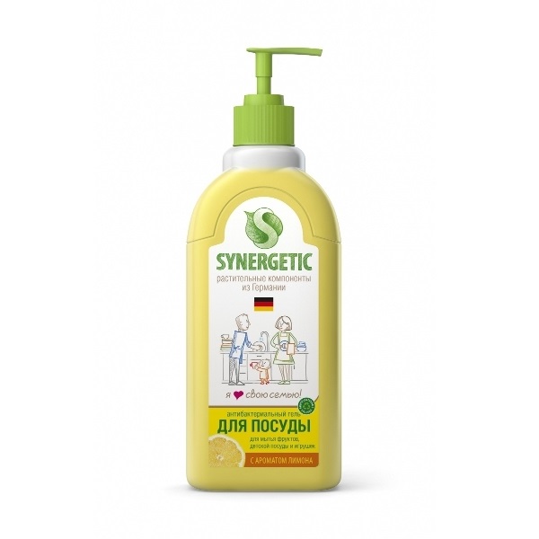 SYNERGETIC Bio gel za ručno pranje posuđa, dečijih igračaka i voća LIMUN 500ml sa dozatorom