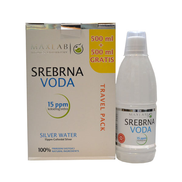 Maxlab koloidna srebrna voda 500ml + 500ml gratis