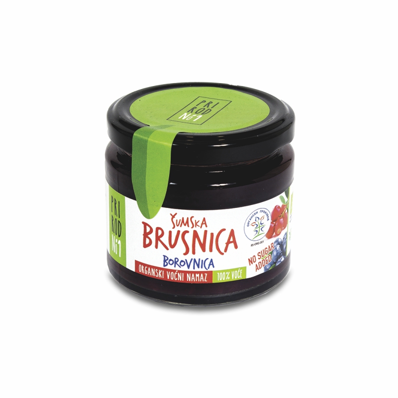 Organski voćni namaz od divlje brusnice i divlje borovnice organic 200g