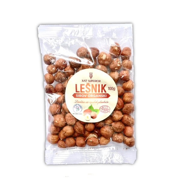 Lešnik sirovi organski 100g Just Superior 