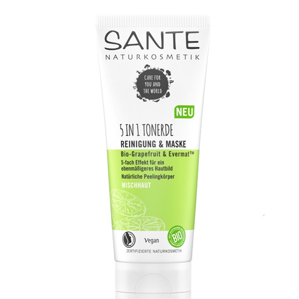 Sante matirajuća 5u1 glina za čišćenje lica Bio grejpfrut i Evermat 100ml