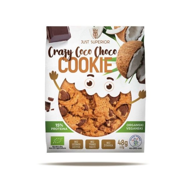 Keks od badema sa kokosom i čokoladom - Crazy Coco Choco Cookie 48g Just superior