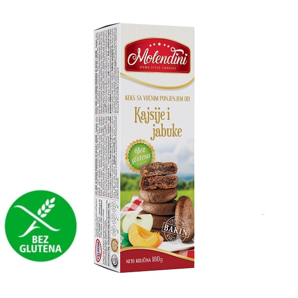 Molendini Keks sa punjenjem od jabuke i kajsije 180g