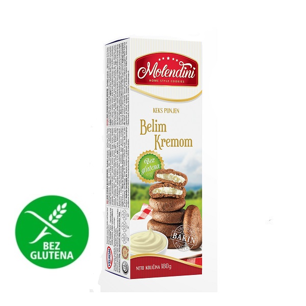 Molendini Keks punjen belim  kremom bez glutena 180g