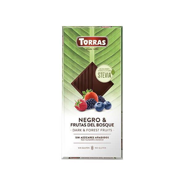 Crna čokolada sa šumskim voćem i steviom Torras 125g
