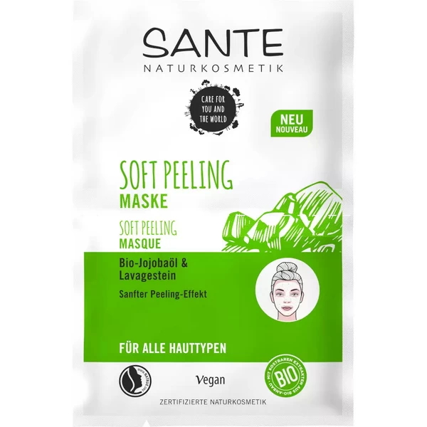 Sante Soft peeling maska za lice – oragansko ulje jojobe i glina 2x4ml