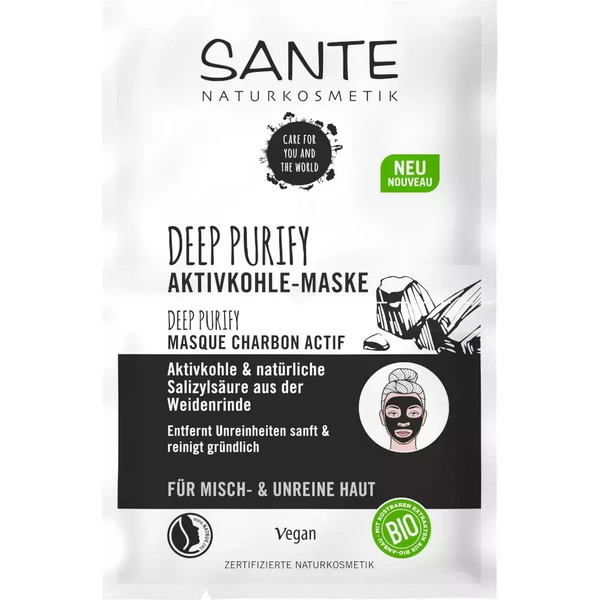  Sante Deep purify maska za lice – aktivni ugalj i prirodna  salicilna kiselina 2x4ml