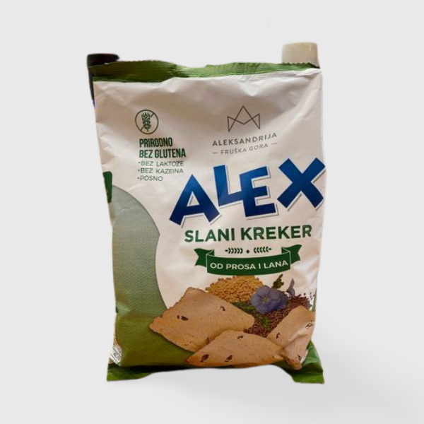 Alex slani kreker od prosa i lana  bez glutena Aleksandrija150g