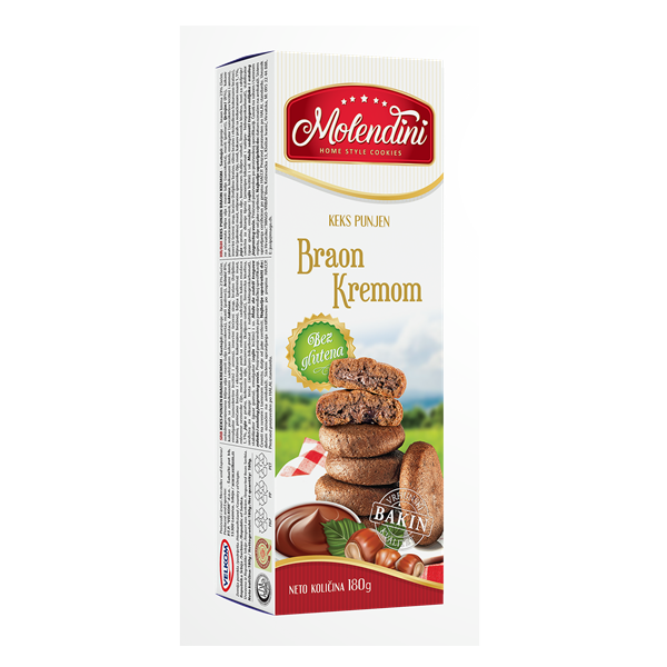 Molendini Keks punjen lešnikom bez glutena 180g