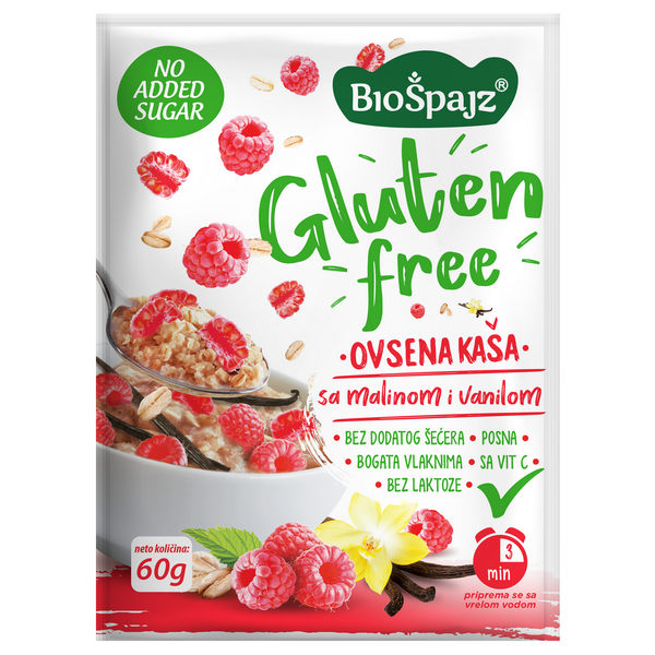 Ovsena kaša Malina i Vanila - bez šećera 60g BIO ŠPAJZ 