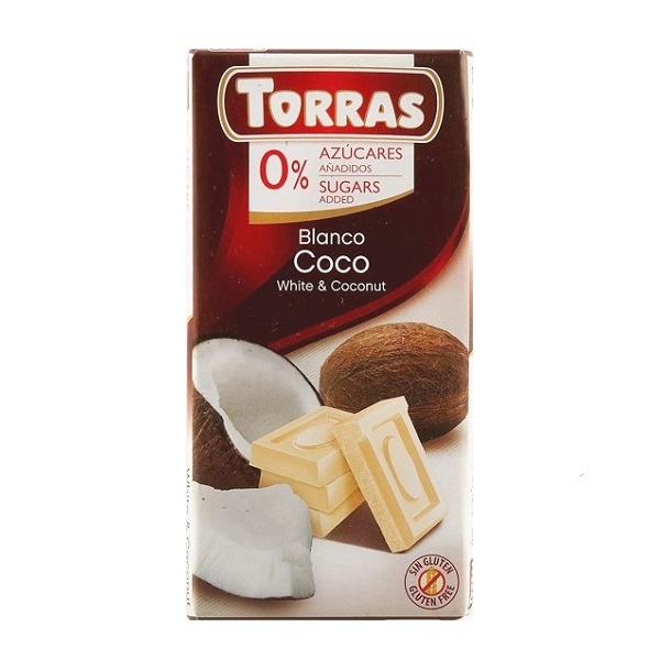Bela čokolada sa kokosom i zaslađivačem 75g TORRAS