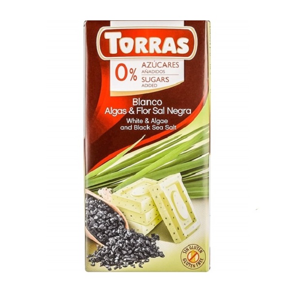 Bela čokolada - alge, crna morska so i zaslađivač 75g TORRAS