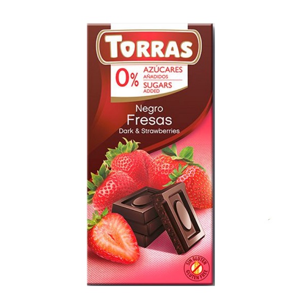 Tamna čokolada sa jagodom i zaslađivačem 75g TORRAS