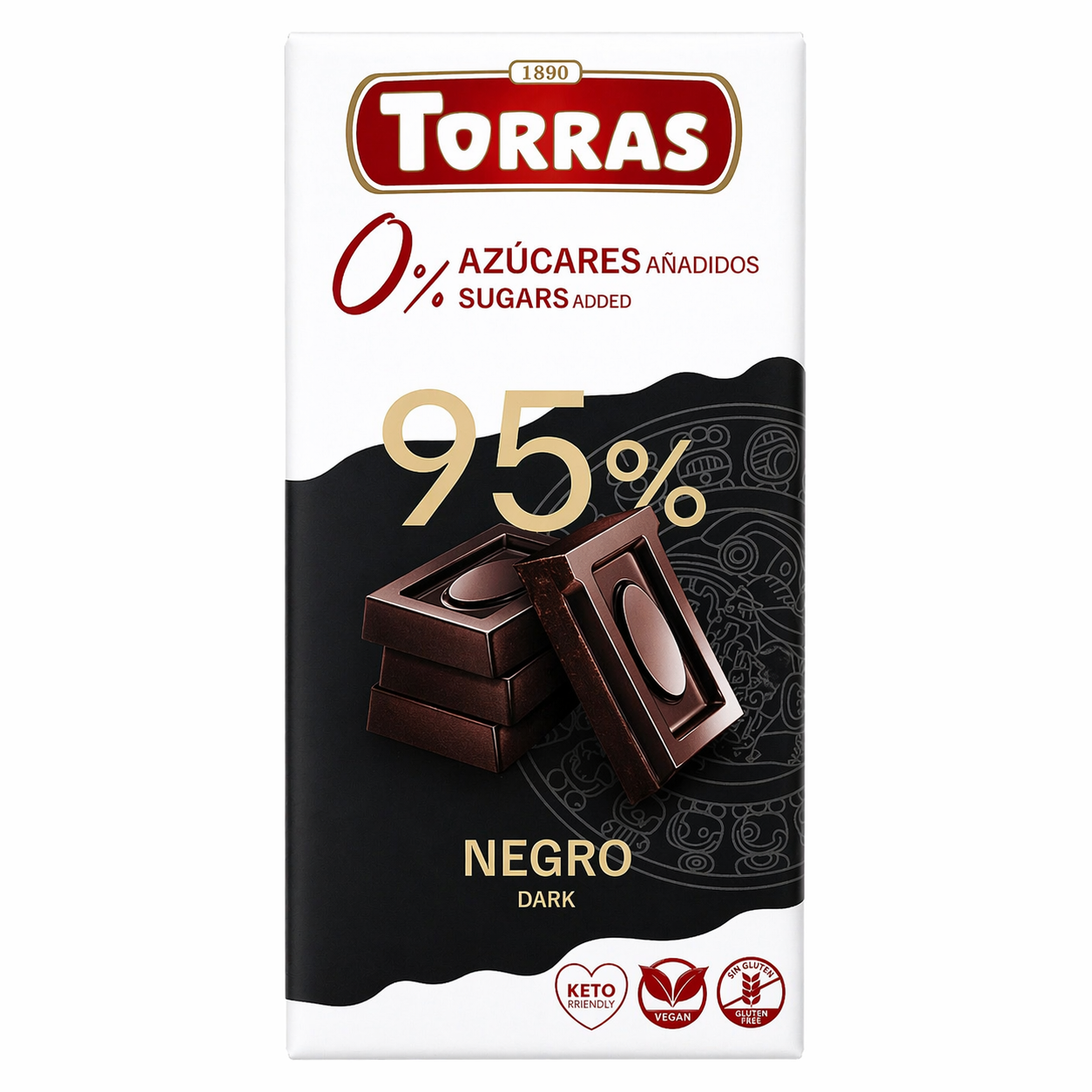 Crna čokolada 95% kakao  bez šećera i glutena 75g Torras