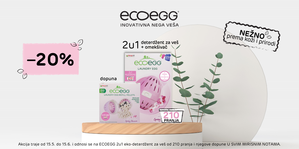ECOEGG DETERDŽENT SA OMEKŠIVAČEM I DOPUNE 210 PRANJA NA AKCIJI -20%